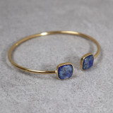Jonc doré et pierre naturelle, lapis lazuli