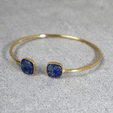 Jonc doré et pierre naturelle, lapis lazuli