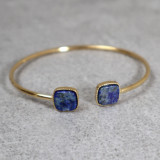 Jonc doré et pierre naturelle, lapis lazuli