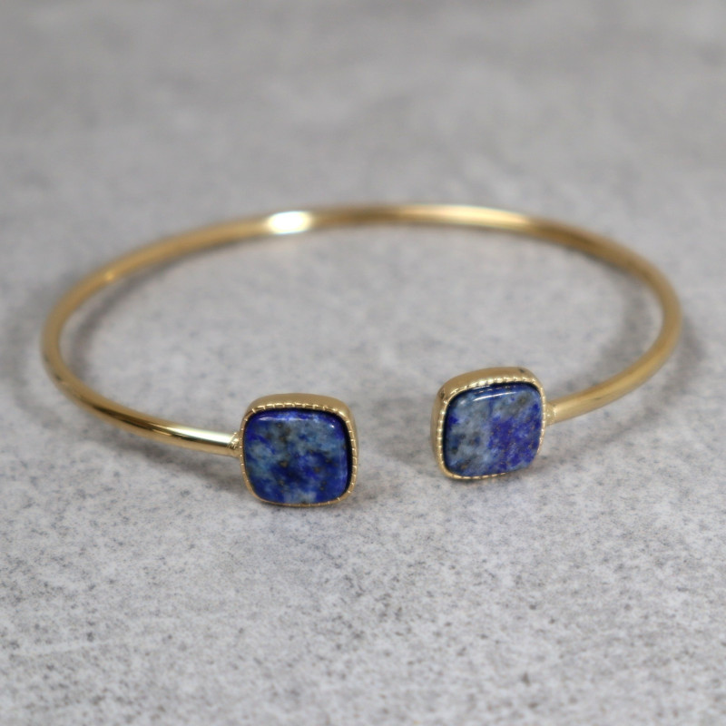 Jonc doré et pierre naturelle, lapis lazuli