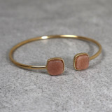 Jonc doré et pierre naturelle, rhodonite