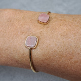 Jonc doré et pierre naturelle, rhodonite
