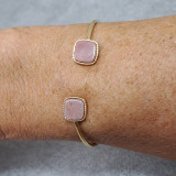 Jonc doré et pierre naturelle, rhodonite