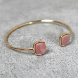 Jonc doré et pierre naturelle, rhodonite