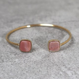 Jonc doré et pierre naturelle, rhodonite