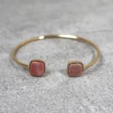 Jonc doré et pierre naturelle, rhodonite