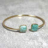 Jonc doré et pierre naturelle, amazonite