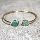 Jonc doré et pierre naturelle, amazonite