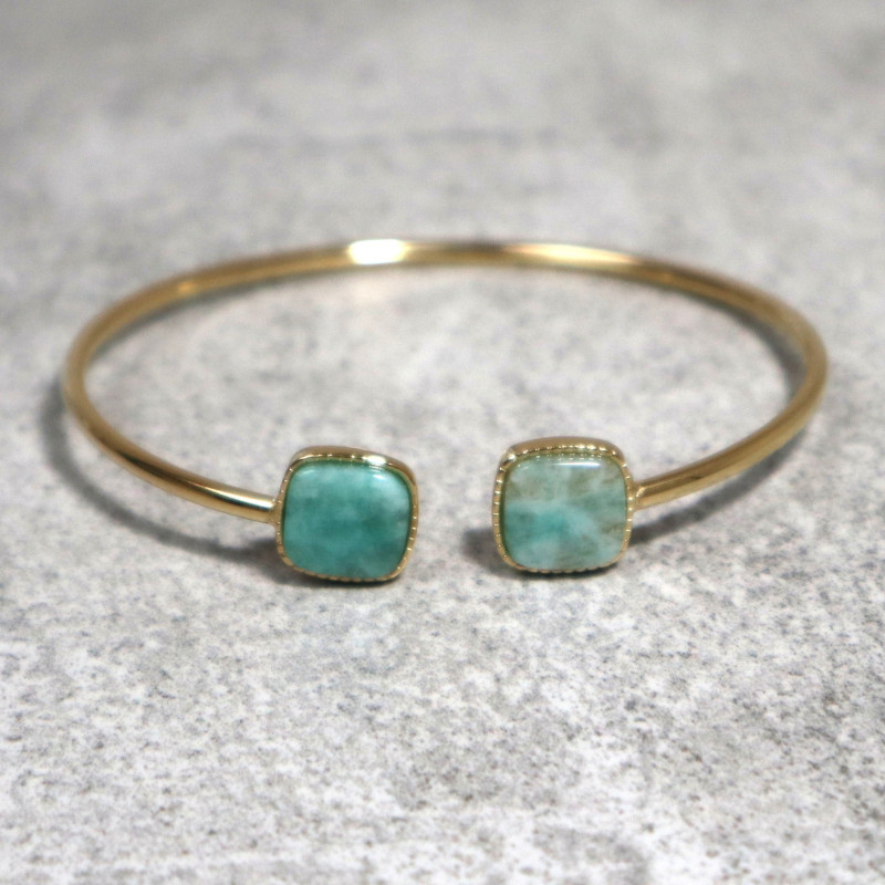 Jonc doré et pierre naturelle, amazonite