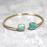 Jonc doré et pierre naturelle, amazonite