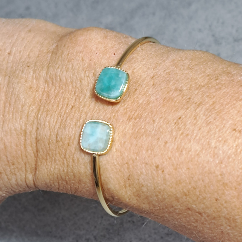 Jonc doré et pierre naturelle, amazonite