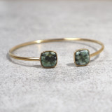 Jonc doré et pierre naturelle, turquoise africaine