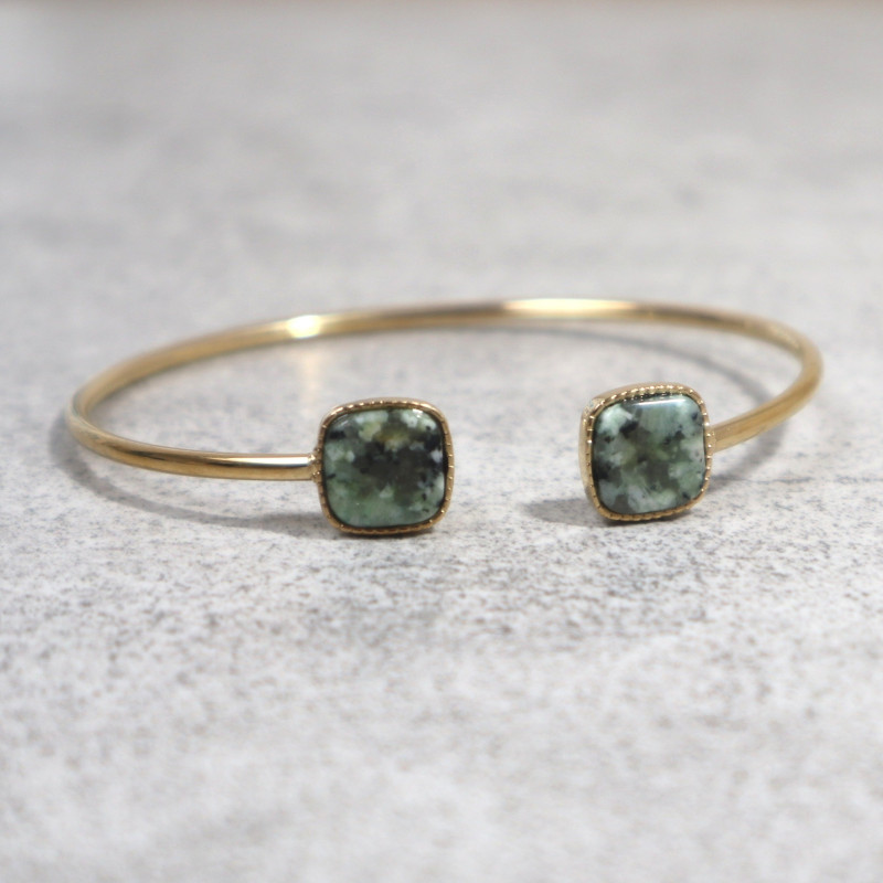 Jonc doré et pierre naturelle, turquoise africaine