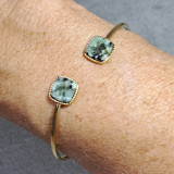 Jonc doré et pierre naturelle, turquoise africaine