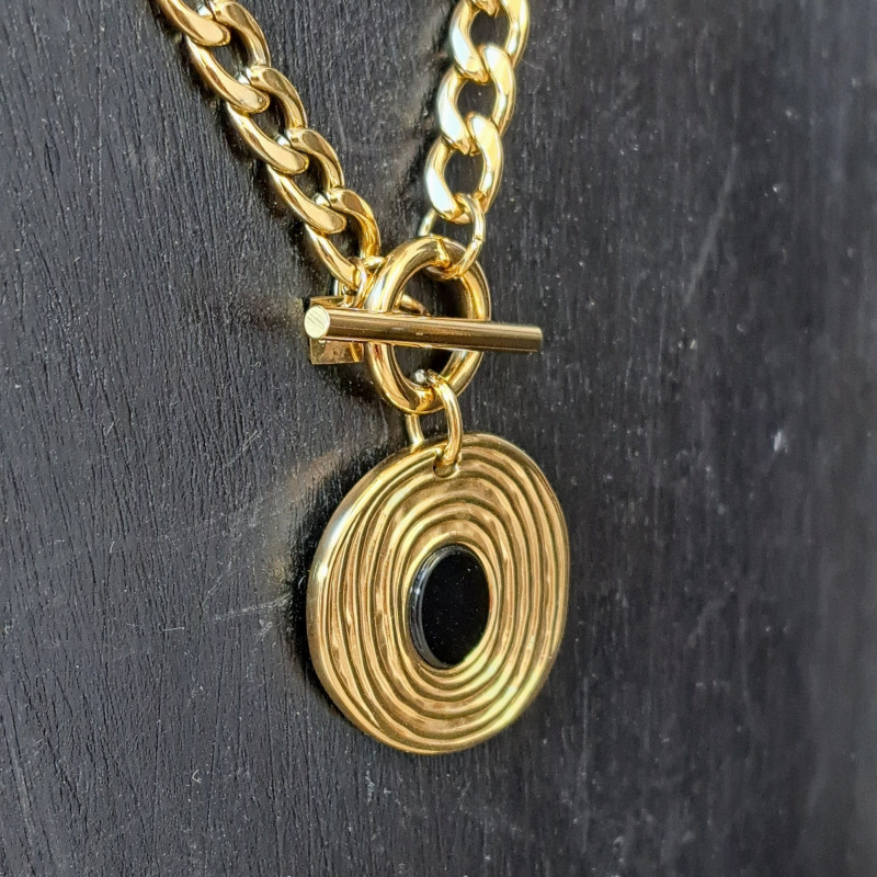 Collier pendentif pierre naturelle, onyx