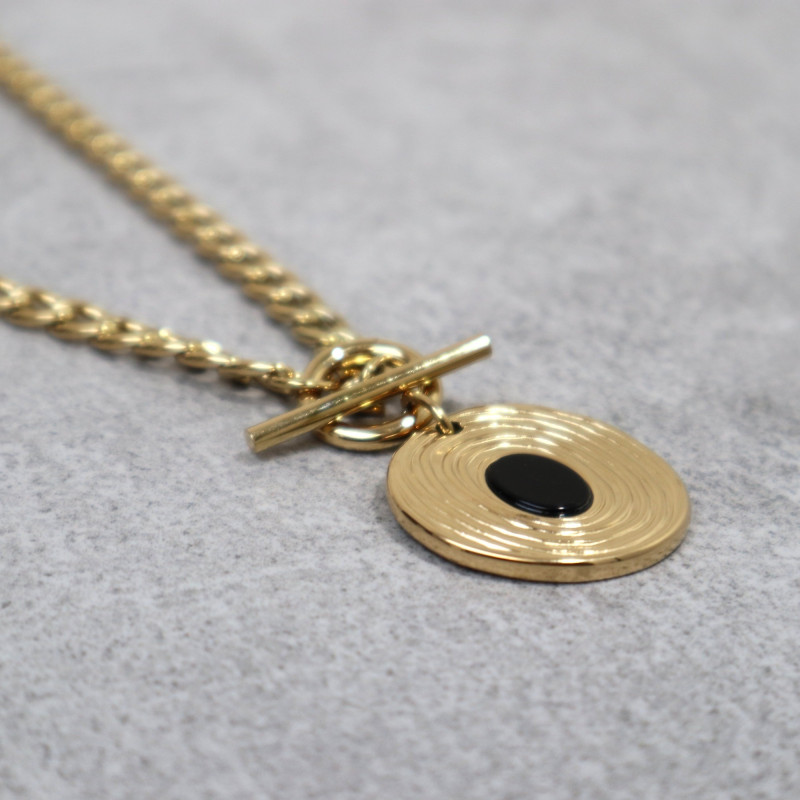 Collier pendentif pierre naturelle, onyx