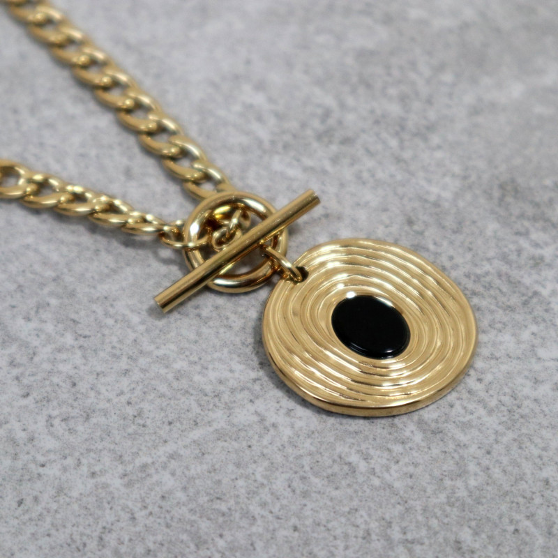 Collier pendentif pierre naturelle, onyx