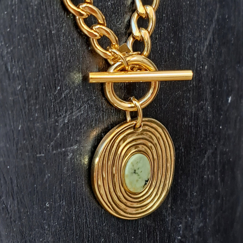 Collier pendentif pierre naturelle, turquoise africaine