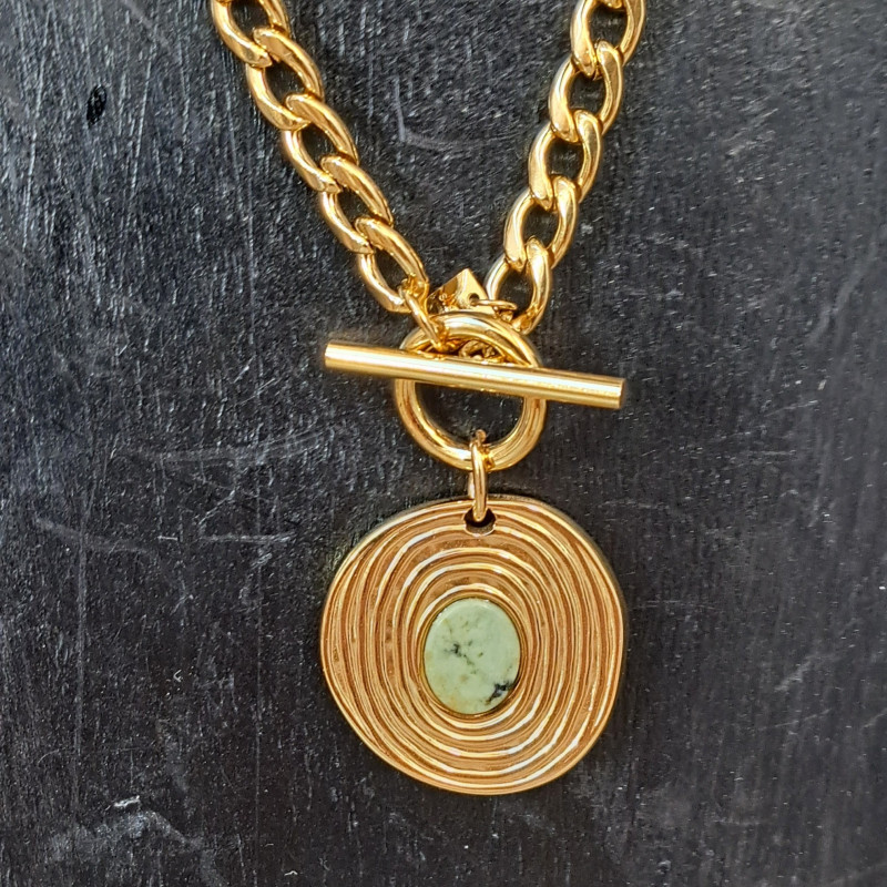 Collier pendentif pierre naturelle, turquoise africaine