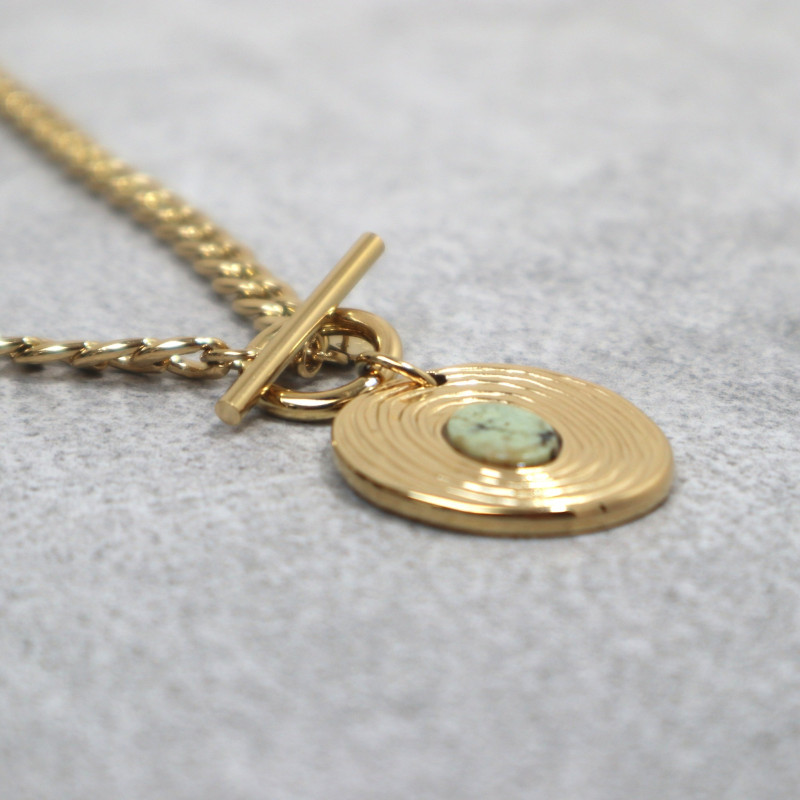 Collier pendentif pierre naturelle, turquoise africaine