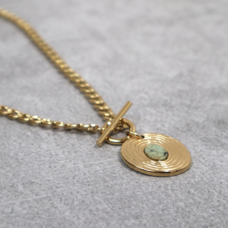 Collier pendentif pierre naturelle, turquoise africaine