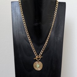 Collier pendentif tourbillon, pierre naturelle turquoise africaine