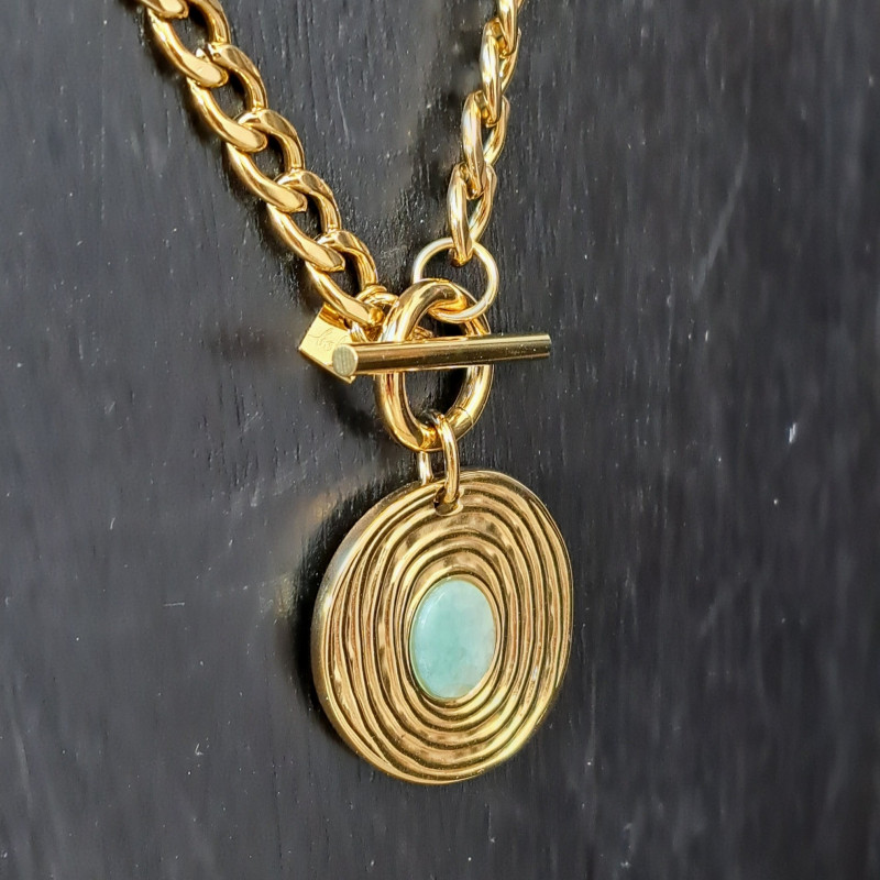 Collier pendentif pierre naturelle, amazonite