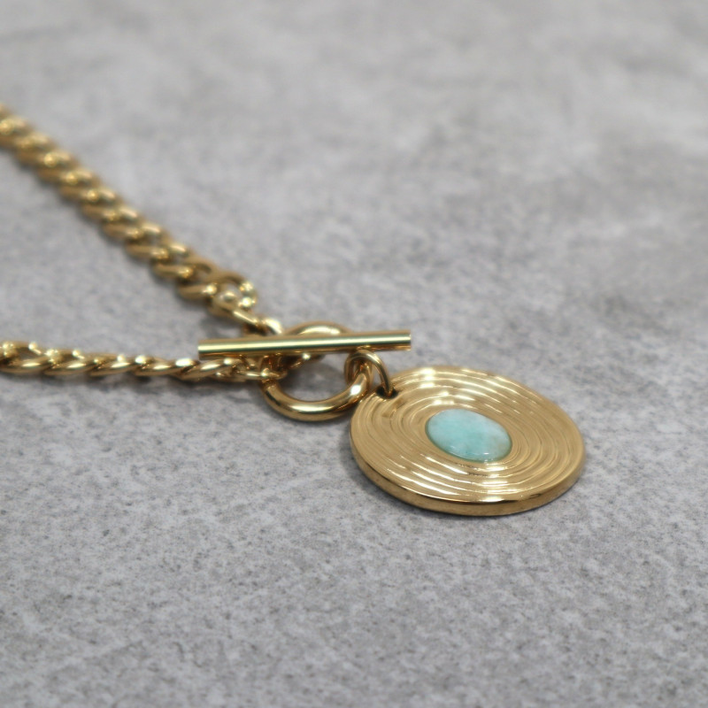 Collier pendentif pierre naturelle, amazonite