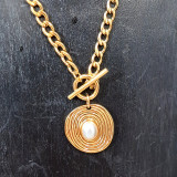Collier pendentif pierre naturelle, perle d'eau douce