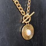 Collier pendentif pierre naturelle, perle d'eau douce