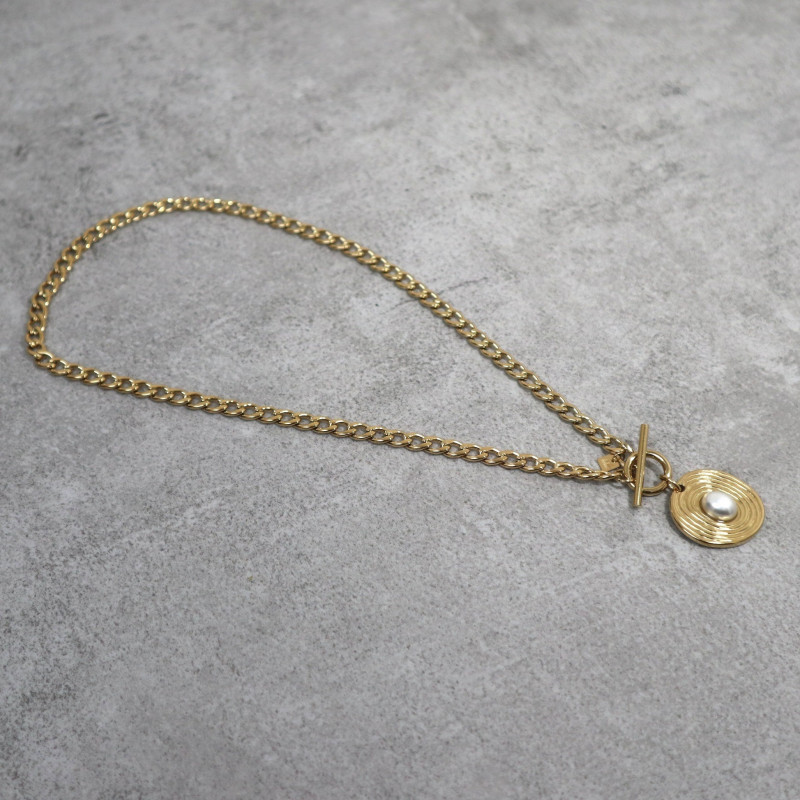 Collier pendentif pierre naturelle, perle d'eau douce