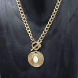 Collier pendentif pierre naturelle, perle d'eau douce