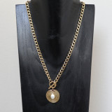 Collier pendentif pierre naturelle, perle d'eau douce