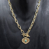 Collier pendentif coeur, pierre naturelle, turquoise africaine