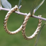 Boucles d'oreilles type créoles, dorées, oreilles percées
