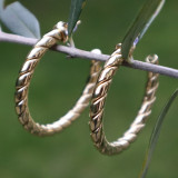 Boucles d'oreilles type créoles, dorées, oreilles percées