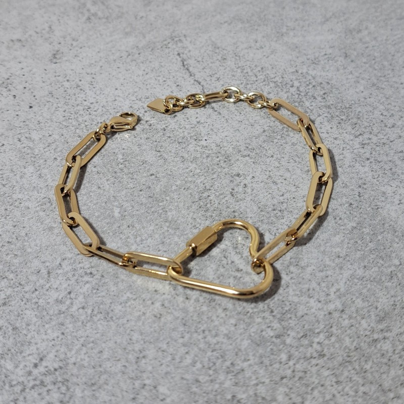 Bracelet Lassana, maille rectangle, coeur dévissable