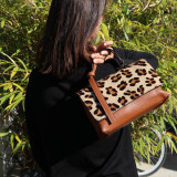 Sac à main en cuir, rabat "fauve"