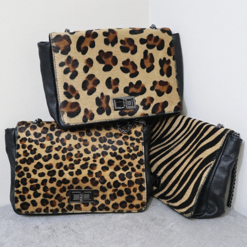 Sac en cuir, rabat fauve