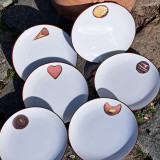 Ensemble de 6 assiettes à dessert , décor chocolat