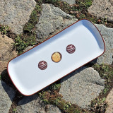 Plat à gâteau en porcelaine, décor chocolat