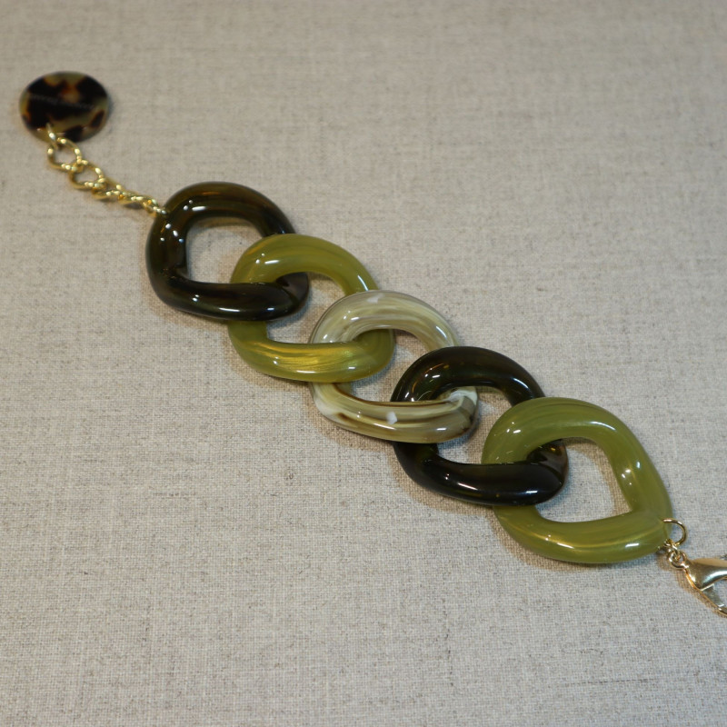Bracelet grandes mailles en résine, acétate de cellulose