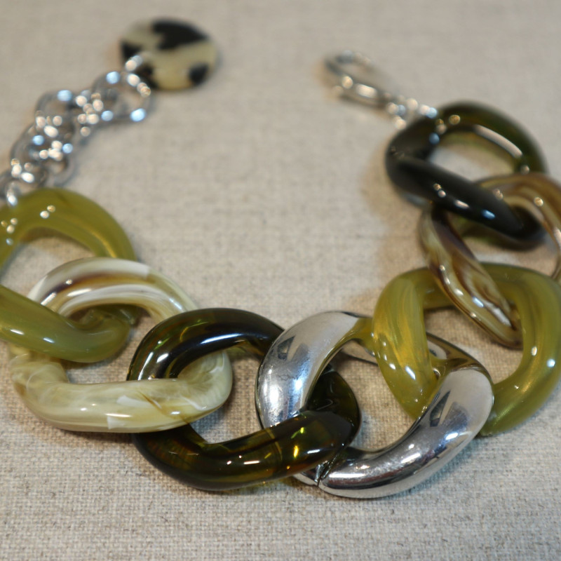 Bracelet mailles moyennes en résine, acétate de cellulose