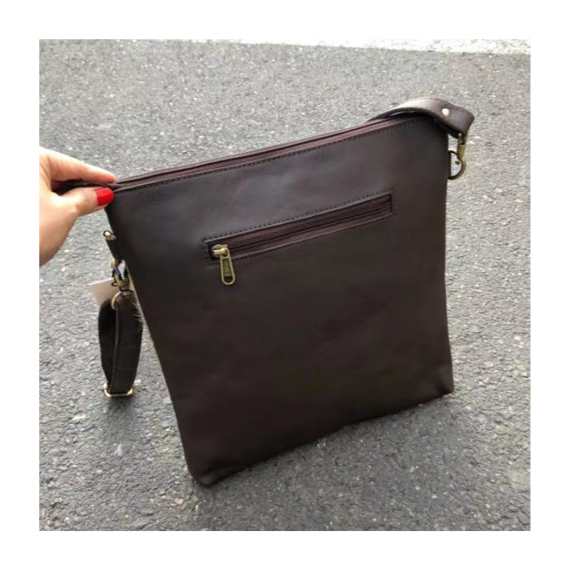 Sac bandoulière poils brun et blanc