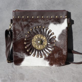 Sac bandoulière poils brun et blanc