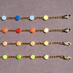 Bracelets gourmettes, pastilles couleur