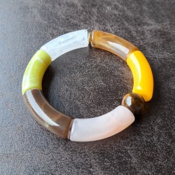 Bracelet en résine, brun, vert, jaune