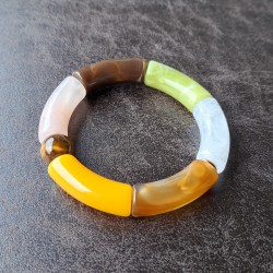 Bracelet en résine, brun, vert, jaune