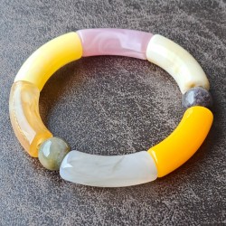 Bracelet en résine, gris, rose, jaune