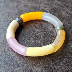 Bracelet en résine, gris, rose, jaune